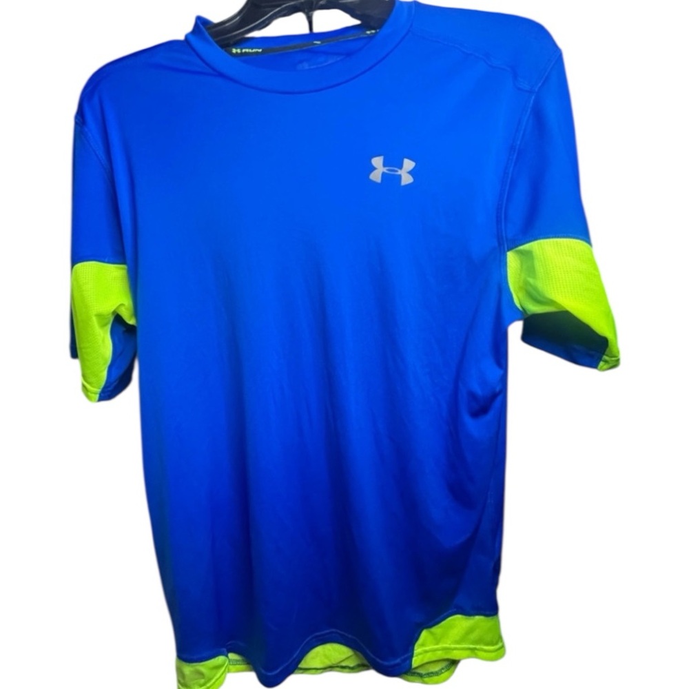 UNDER ARMOUR Heat Gear running Men's Blue and Neon Green dri fit